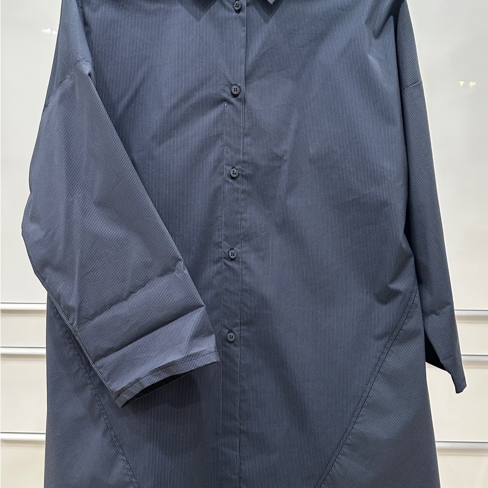 A-line asymmetrical pinstripe button down Womens blouse XXL